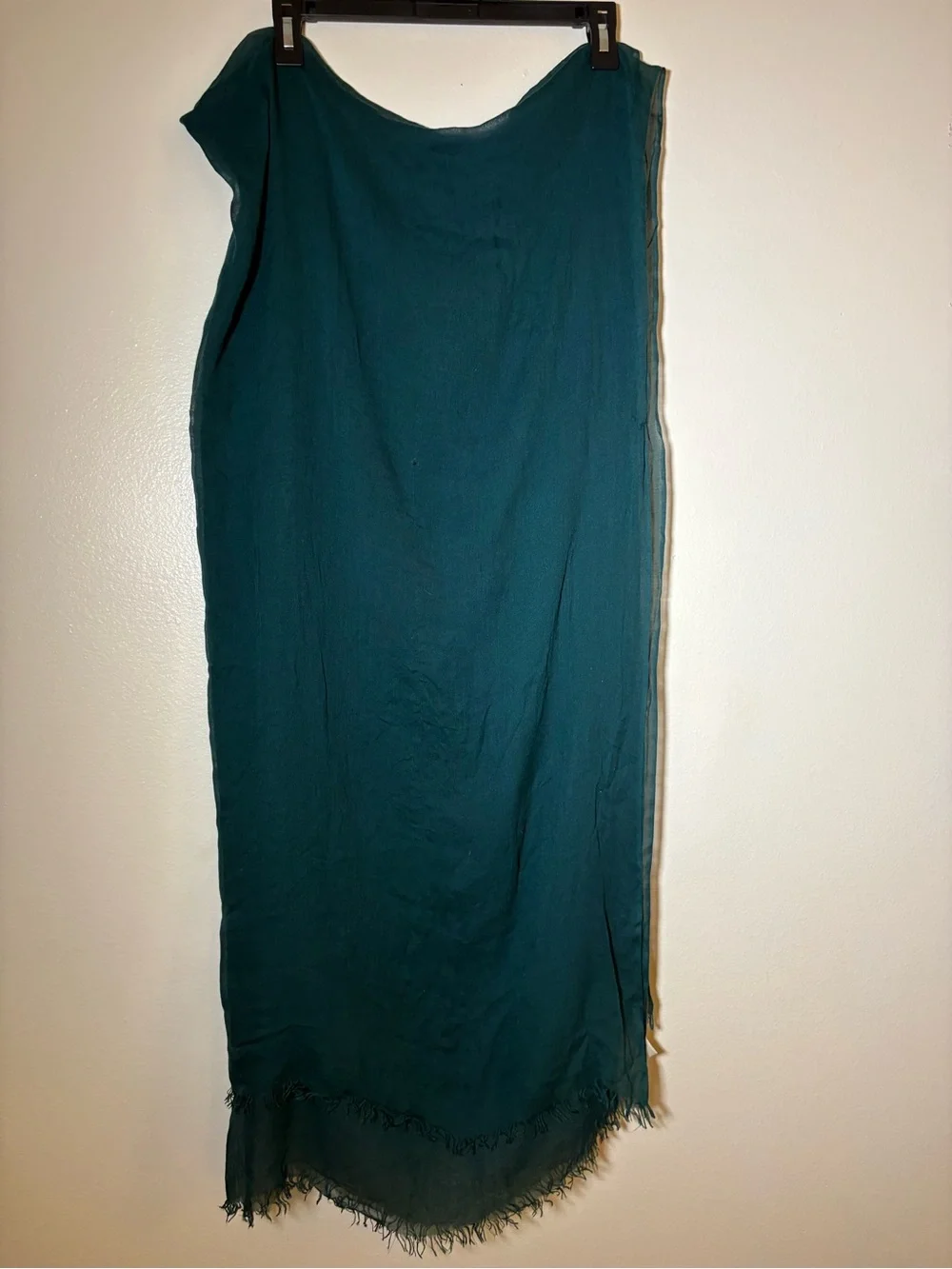 Teal Jewel Tone 30% Silk 70% Modal Oversized Sheer Scarf Wrap 38x75 SOFT Luxury